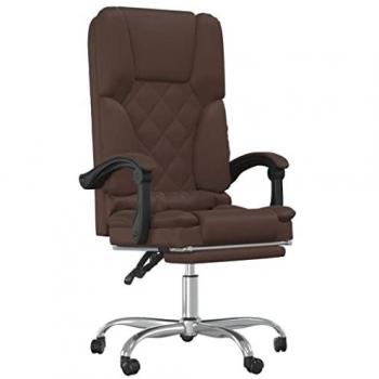 Silla de oficina reclinable masaje cuero sintético marrón Vidaxl