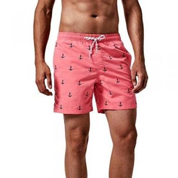 MaaMgic Ropa de Baño para Hombres Bañador para Vacaciones Short de Playa Natación Secado Rápido Piscina Ancla,Rosa Ancla,XL