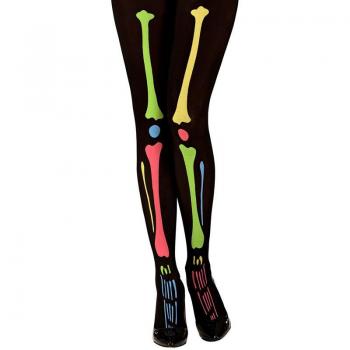 Pantys de Esqueleto colores Neón 40 Den para mujer (Widmann)