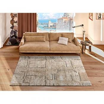Alfombra Shaggy Étnica Serene 8696 Beige, Texturas, 160x230 cm