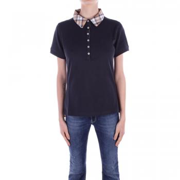 Barbour Malvern Tartan Collar Polo Shirt Blue Female Size M