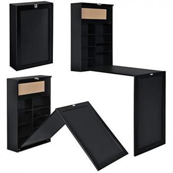 Escritorio Plegable de Pared Kläppen con Corcho y Pizarra MDF 80 x 50 x 19 cm - Negro
