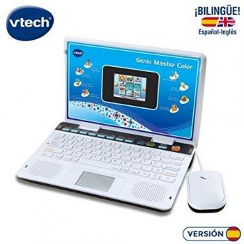 VTech Genio Máster Bilingüe, Ordenador portátil para niños, pantalla, enseña vocabulario, matemáticas, ciencias a través de 180 actividades en español e inglés, color azul