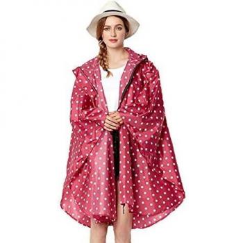 Poncho impermeable para mujer, con capucha, ligero y reutilizable Rojo Lunar Rojo Talla única