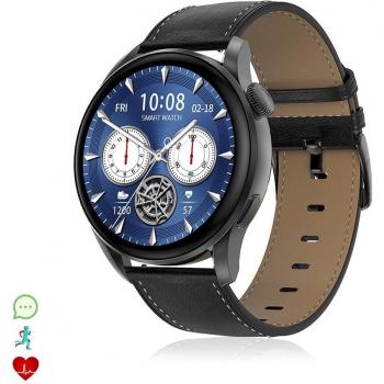 DAM Smartwatch DT3 con notificaciones y funciones avanzadas, incluye correas de cuero y silicona. ¡Mantente conectado y en forma!
