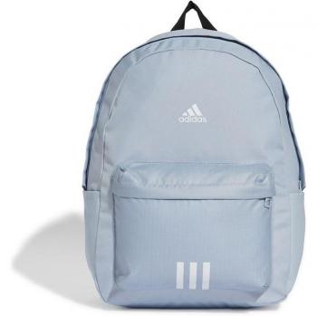 Mochila Adidas Classic Bos 3 Bandas Azul - Mochila de deporte, color azul, con diseño clásico, tres bandas en los laterales, compartimento principal amplio, bolsillo frontal con cremallera, correas ajustables y acolch