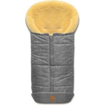 Saco cubrepiés Premium de piel de cordero gris jaspeado para cochecito y buggy, con 6 aberturas para cinturones, lavable