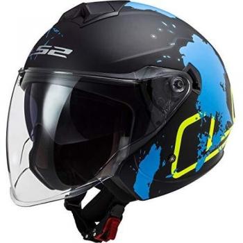 LS2, Casco jet de moto Twister II xover black mat blue, S