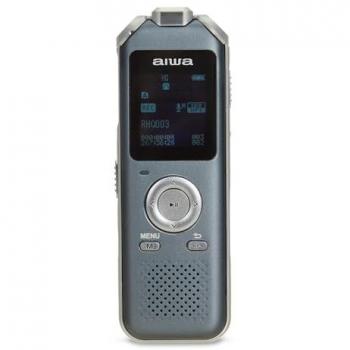 Grabadora de Voz Digital AIWA DVR-M700 - Metálica, 16 GB Memoria Interna, Tres Micrófonos Estéreo, Color Plata