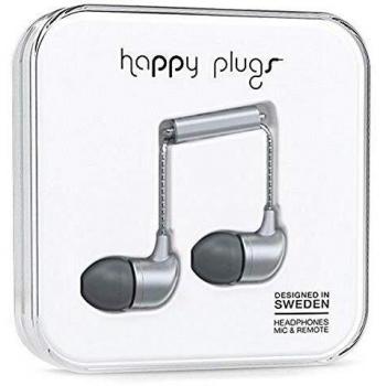 Auriculares Intraaurales Alámbricos con Micrófono y Control Remoto Happy Plugs Edición Deluxe Plata