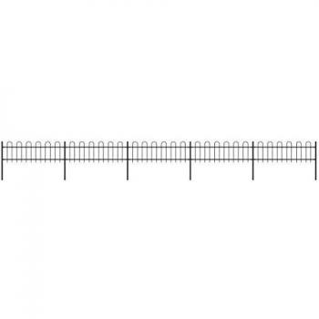 vidaXL Garden Fence with Hoop Top Steel 8.5x0.6 m Black