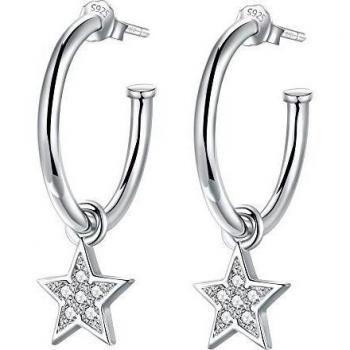 Lydreewam Pendientes aro Colgantes De Estrella Plata de Ley 925 con 3A circonia cúbica para Mujer, diámetro 20mm