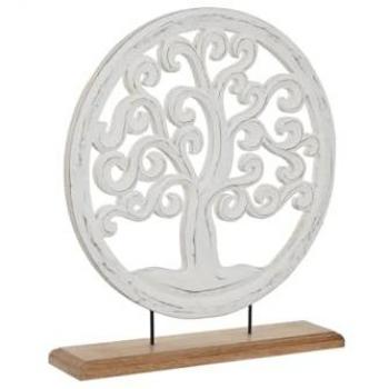 Figura Decorativa Home ESPRIT Blanco Marrón Árbol Árabe 40 x 9 x 45 cm