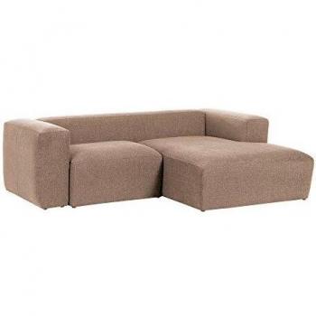 Kave Home - Sofá Blok 2 plazas chaise longue derecha rosa 240 cm