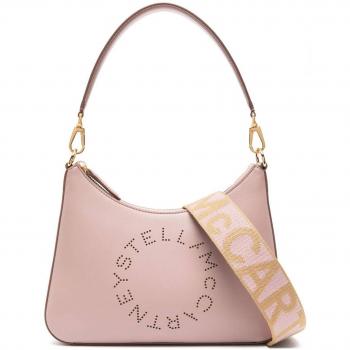 Stella McCartney Women's Stella Logo Shoulder Bag in Powder | Size UNI | 7B0062W85421903, Mauve Faux Leather Shoulder Bag with Perforated Logo, Pink female, Size: ONE SIZE