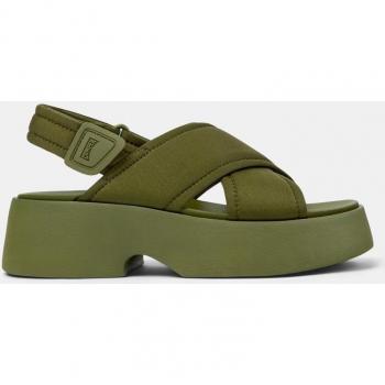 Sandalias de plataforma para mujer Tasha lisas con tiras cruzadas - Verde, talla 37, tela de algodón