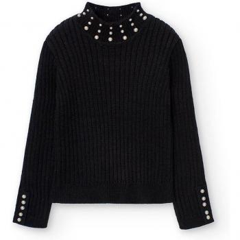 Boboli Jersey de niña con perlas decorativas y cuello alto