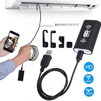 Tiptiper Endoscopio inalámbrico, cámara de inspección de boroscopio WiFi Cámara de serpiente de 2,0 megapíxeles HD para Android e IOS Smartphone