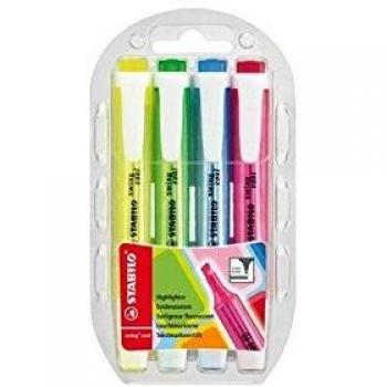 ESTUCHE 4 ROTULADORES STABILO SWING COOL AMARILLO AZUL VERDE colores fluorescentes 2