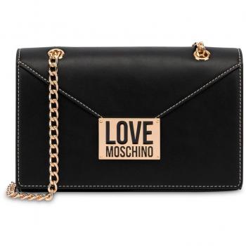 Love Moschino Black Shoulder Bag with Flap Closure, Cross Body Bag, Female, Size: ONE SIZE
