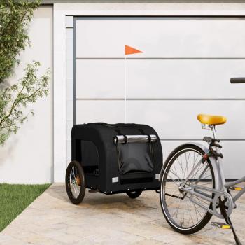 Remolque de Bicicleta para Mascotas Hierro Tela Oxford Negro