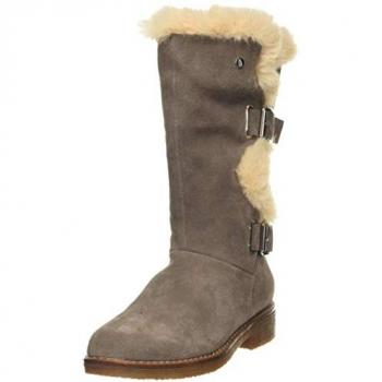 Hush Puppies Women's Megan Grey Suede Mid Calf Boots - Size 6 UK