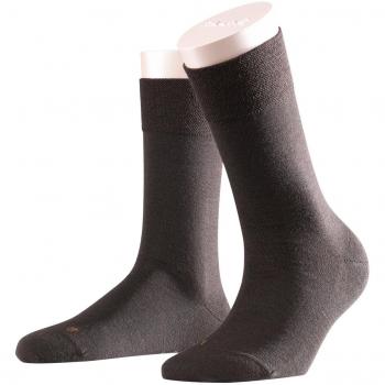 Sensitive Berlin Merino Wool Comfort Cuff Socks for Ladies - Dark Brown, Diabetic-Friendly