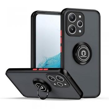 Funda Mate con Borde Negro y Anillo Giratorio 360 para Xiaomi Redmi 12