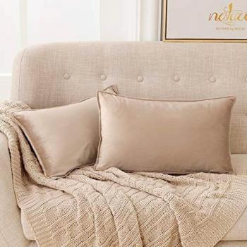 Deconovo Fundas para Cojines de Almohada del Sofá Cubierta Suave Decorativa Protector para Hogar 30 x 50 cm 2 Piezas Caqui Claro