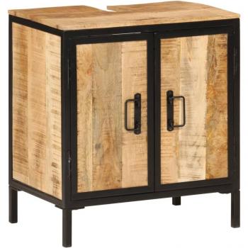 Mueble de baño madera maciza de mango y hierro 55x35x60 cm