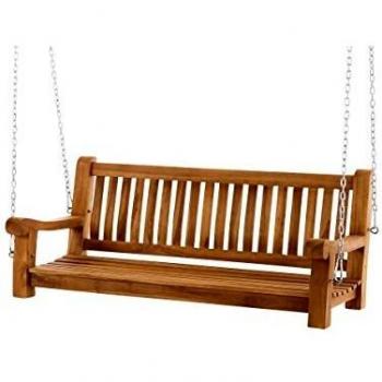 Banco Columpio Joyce de Teak 150 cm, Madera Maciza y Resistente a la Intemperie con Material de Fijación