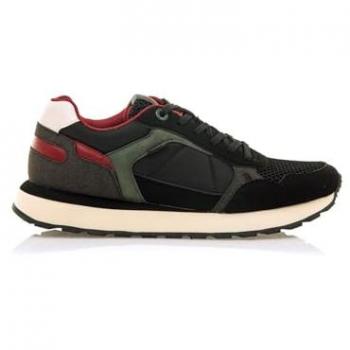Zapatillas deportivas de hombre Mustang Joggo 84676, bajas, negras, tela, casuales, con cierre de cordones