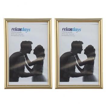 Set de 24 Marcos para Fotos 10x15 cm, Diseño Clásico Dorado con Paspartú, Portafotos Colgante o Sobremesa