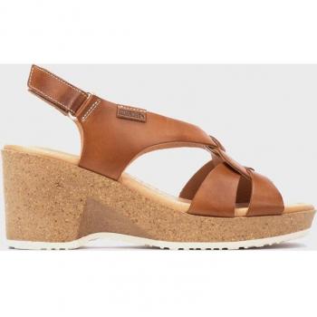 Sandalias de cuña Pikolinos Arenales W3B-1518 en piel marrón con cierre adherente