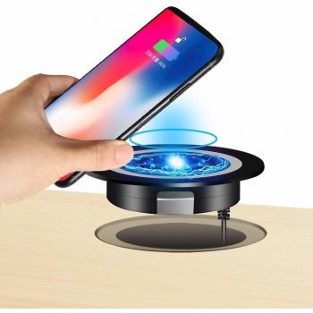 JE Make IT Simple QI Carga inalámbrica rápida para el Orificio de la Superficie del Escritorio de los Muebles Carga integrada Dispositivos habilitados para Qi 60 mm de diámetro