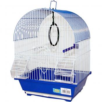 Jaula para pájaros con comederos, palos y columpios 30*23*39cm azul