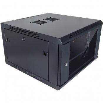 AI6406S 6U Bastidor de pared Negro con Puerta de Cristal Templado