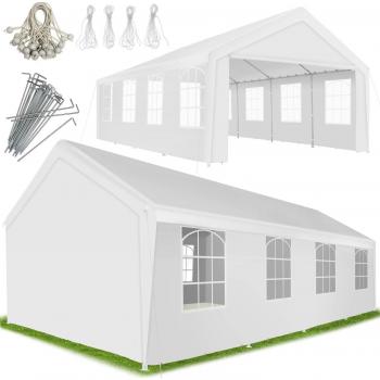 Tectake Carpa Mamut 8 x 4 m - Carpa estable e impermeable con sistema de clic, robusta estructura de acero con revestimiento en polvo, lona impermeable resistente a los rayos UVA y anti-desgarros