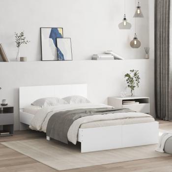 Marco redondo con cabecero blanco y estructura de cama blanca 135x190 cm Vidaxl