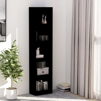 Estantería librería de 5 niveles en aglomerado negro, dimensiones 40x24x175 cm