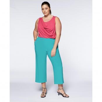 Pantalón cropped de mujer con estampado de lunares y elástico en la cintura