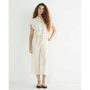 Pantalón culotte para mujer Pieces 17124361-Birch en color beige