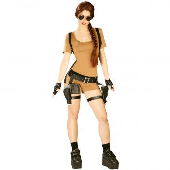 Disfraz Sexy Aventurera para Mujer Marrón Talla S-M (36-40) Spandex