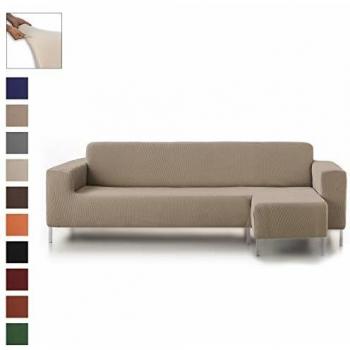 Eiffel Textile Protector Rústica Funda Elástica Brazo, Beige, Chaise Longue Largo Derecha