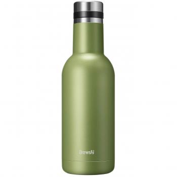 Brewsly Botella de Agua - 500ML de Doble Pared con Aislamiento Botella Térmica, Acero Inoxidable 18/8, Proceso de Recubrimiento en Polvo, Resistencia al Rayado, Fácil de Limpiar, Verde