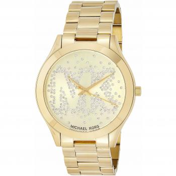 Reloj Michael Kors Mujer MK3590 (42mm) - Reloj de acero inoxidable, esfera en color blanco, resistente al agua hasta 50 metros, cronógrafo, con detalles dorados y correa de eslabones