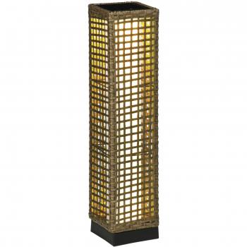 Outsunny Lámpara Solar de Ratán Sintético con Luces LED Encendido/Apagado Automático para Exterior 15,5x15,5x69 cm Arena