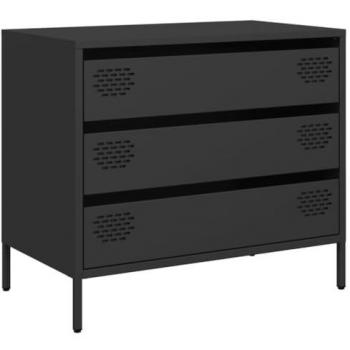 Aparador de acero laminado en frío negro 68x39x58,5 cm, Armario de almacenaje, Mueble aparador, Mueble de almacenaje de Cocina, bufé
