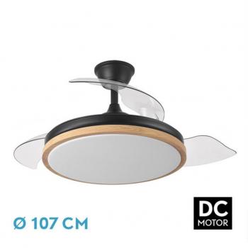 Ventilador DC Evros 72W Negro/Haya con 3 Aspas Desplegables