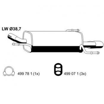 Silenciador trasero ERNST para Opel Corsa C 3/5 puertas, compatible con GM, referencia 5852283, 13122315, 13140954, 011228